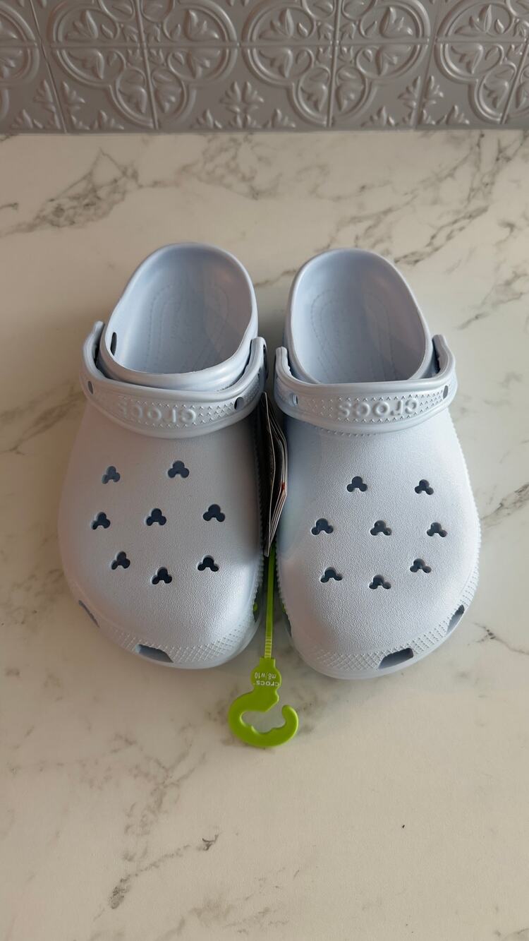 Disney Parks Adults Light Ice Blue Mickey Mouse Cutout Clogs Crocs M8/W10 NEW